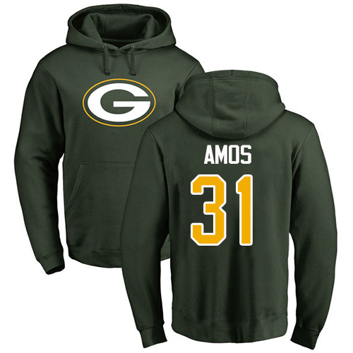 Men Green Bay Packers Green #31 Amos Adrian Name And Number Logo Nike NFL Pullover Hoodie Sweatshirts